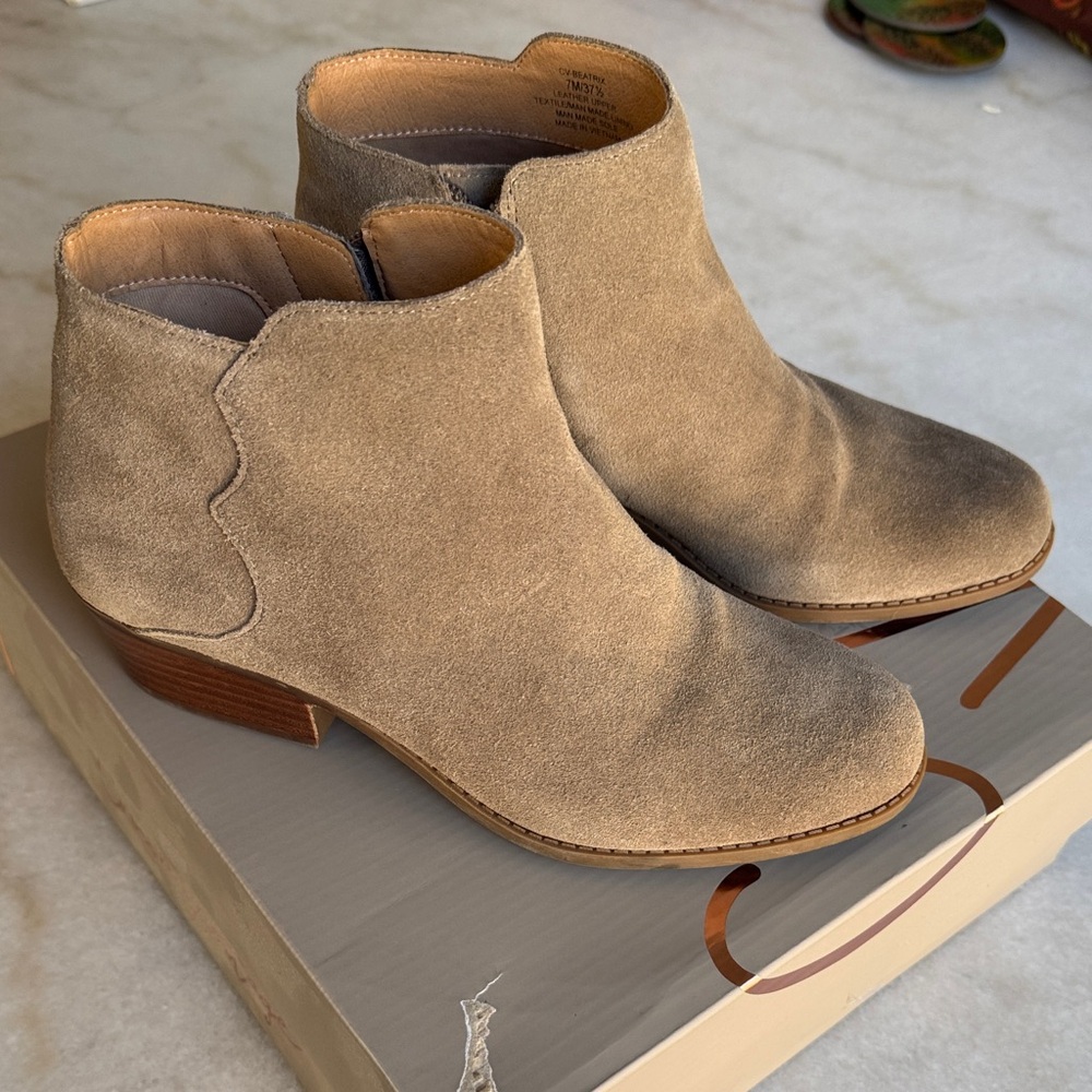 Crown Vintage Beige Suede Ankle Booties